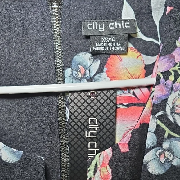 City Chic Black Floral Jumpsuit‎ Ladies Plus Sz XS/14 - Picture 3 of 4